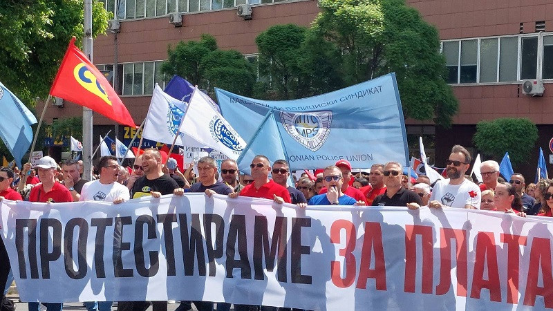 Kuzey Makedonya’da 1 Mayıs protestosu: Sendikadan 500 avro asgari ücret talebi