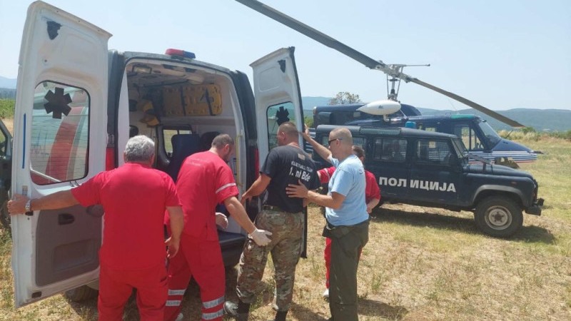 İştip yakınlarında yangında yaralanan asker, polis helikopteriyle tahliye edildi
